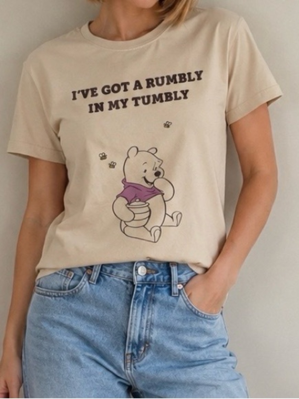 Disney Winnie the Pooh T-Shirt for Big Girls, Size L (12/14), Beige